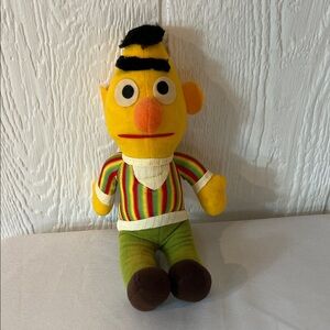 Vintage 80s Sesame Street Bert Colorful Striped Plush Toy
